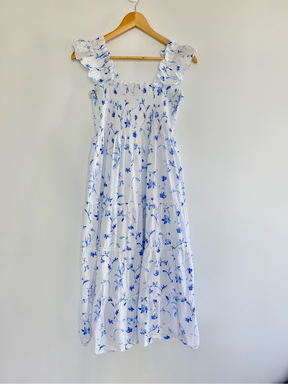 Hill House Home The Ellie Nap Dress Blue Botanical Floral Size Small